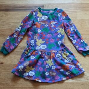 Boden Kids Dress with Purple and Green Floral Pattern